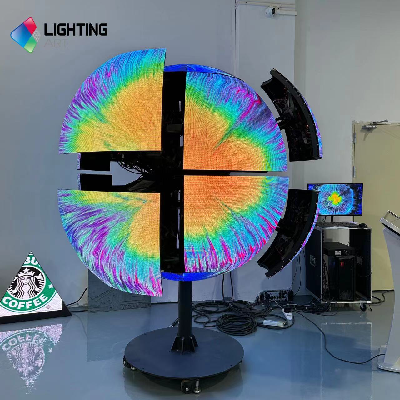 &Eacute;cran de sph&egrave;re LED cin&eacute;tique